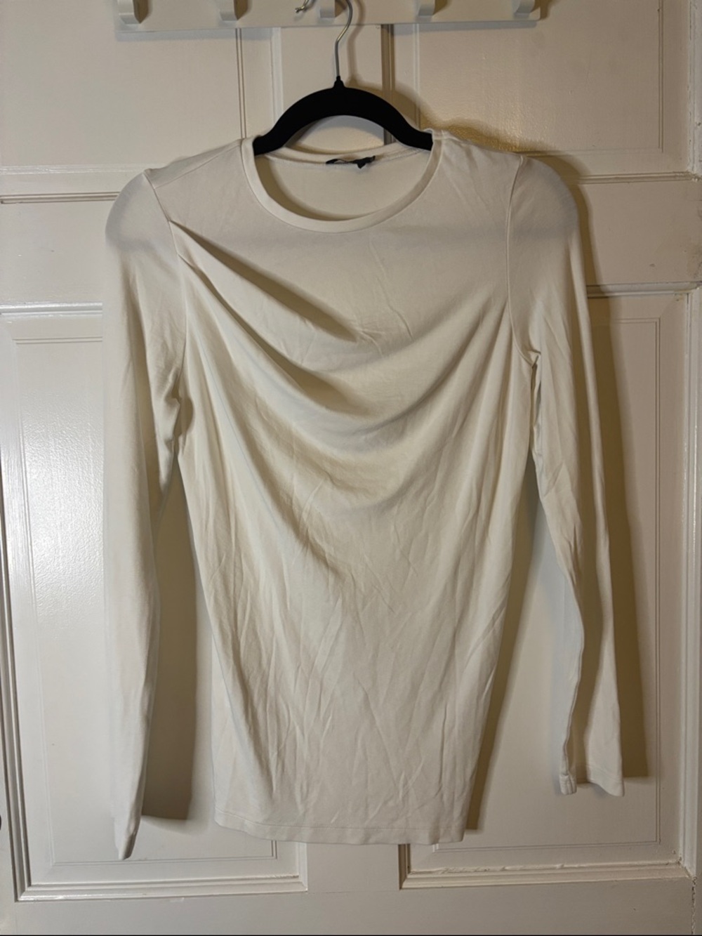 Joseph Women's Cream Long-Sleeve Draped Front Top